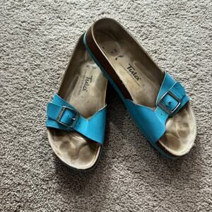 Tula by Birkenstocks Pretty Blue One Strap Slip On Sandals Women's Size 39 / 8